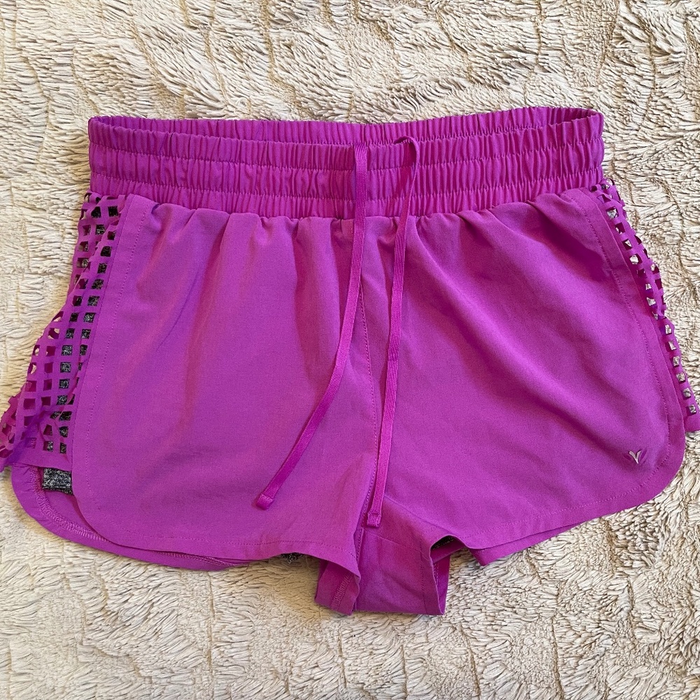 purple running shorts